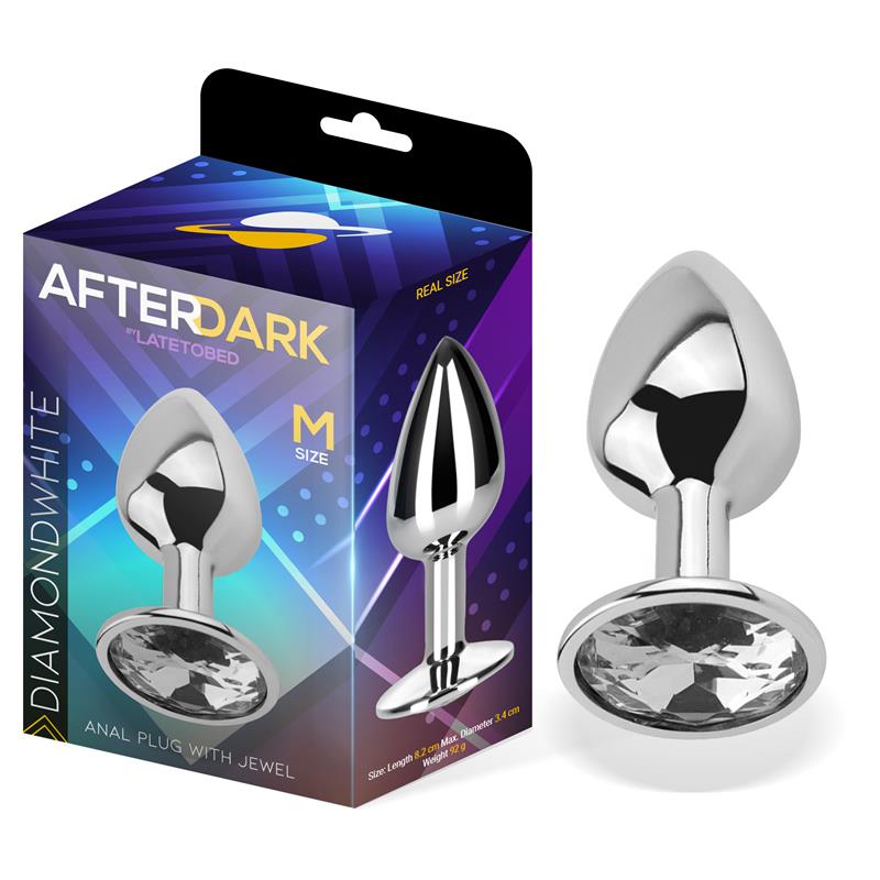 AFTERDARK BUTT PLUG - Алюминиевая анальная пробка с бриллиантом 8.2 см