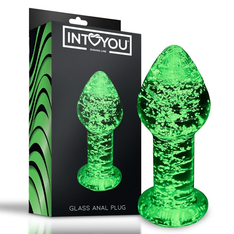 Produkts: GLOW IN THE DARK BUTT PLUG - Stikla Anālais Aizbāznis 9 cm