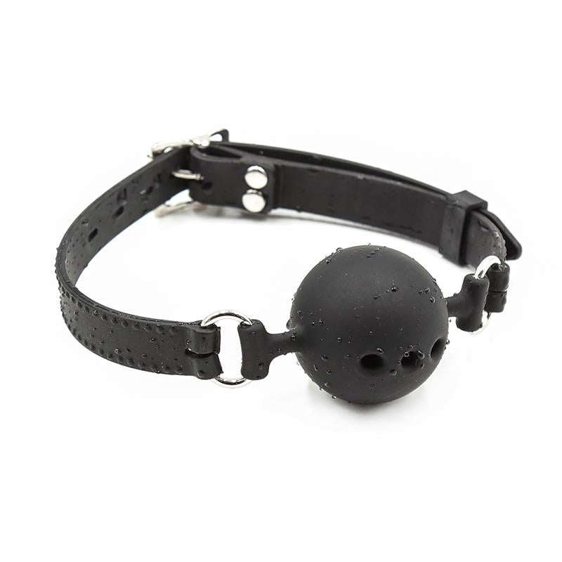 LATETOBED BDSM LINE - Silikona Mutes Aizbāznis Melns ar Elpošanas Caurumiem 4 cm