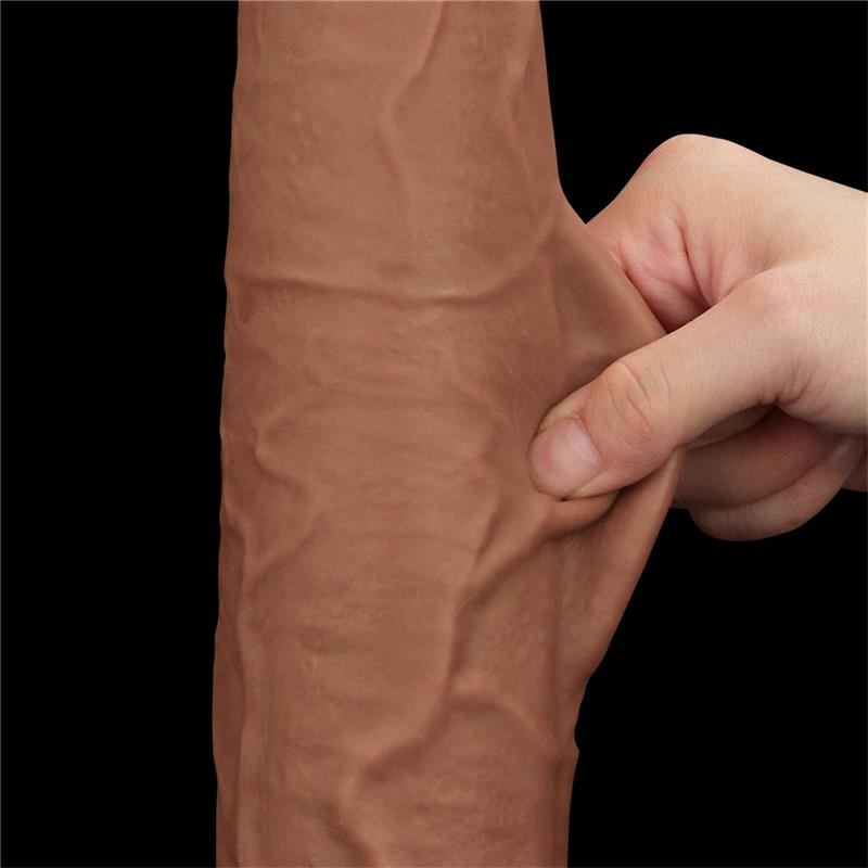 King Size Dildo ar Dubultu un Slīdošu ādu 34 cm