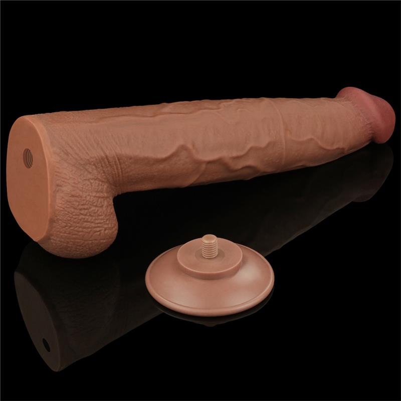 King Size Dildo ar Dubultu un Slīdošu ādu 34 cm
