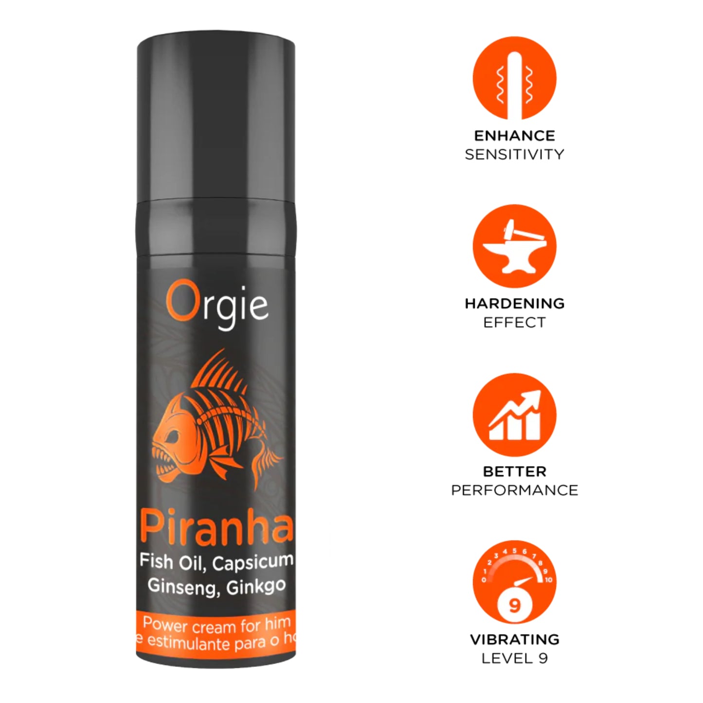 Orgie Piranha Power - krēms erekcijas un uzbudinājuma pastiprināšanai (15 ml)