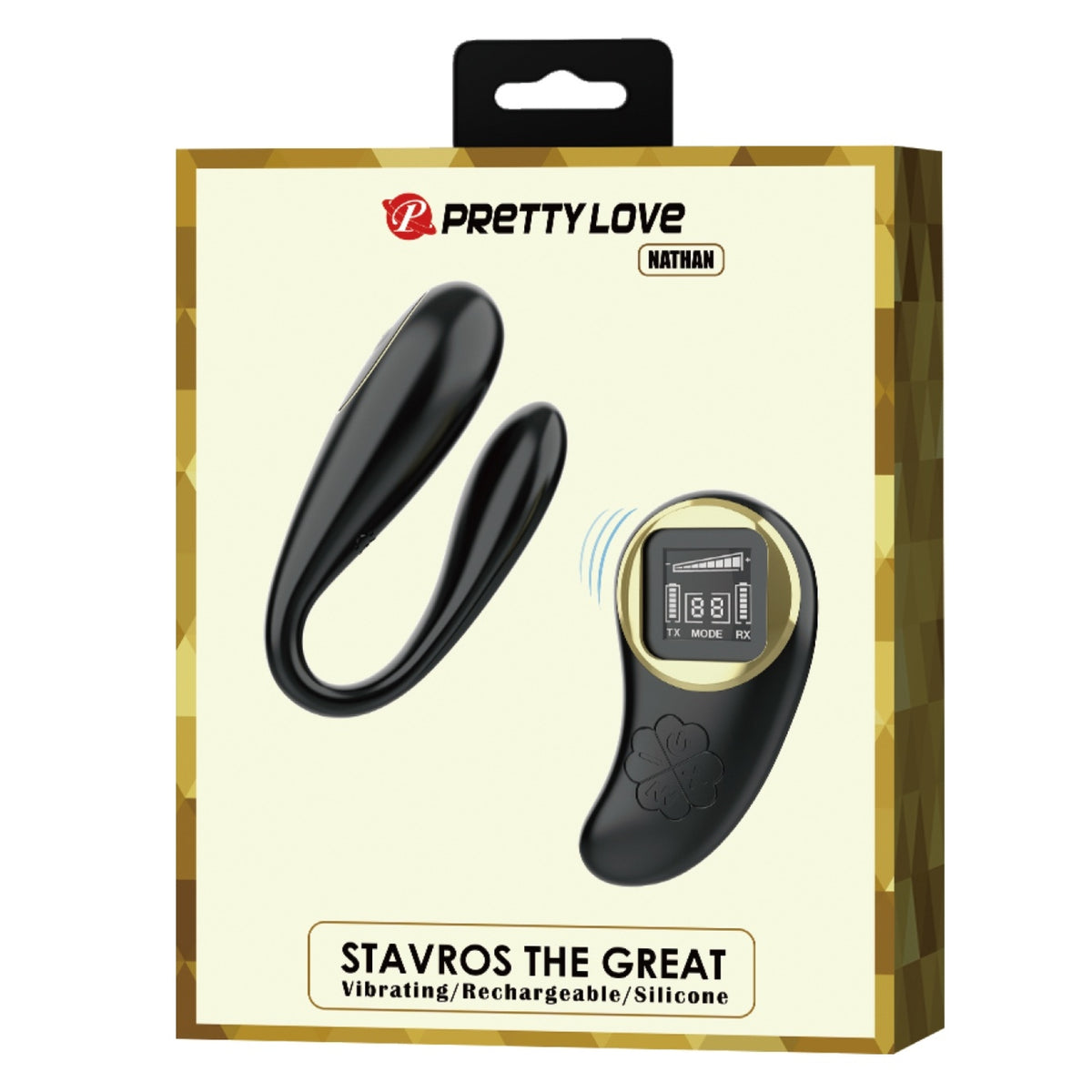 Pāru vibrators ar tālvadības pulti PRETTY LOVE Nathan (melns) - produkta iepakojums