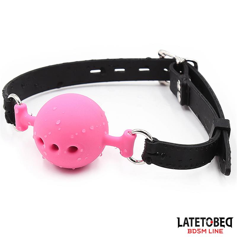 LATETOBED BDSM LINE - Rozā elpojošs silikona mutes aizbāznis (4 cm)