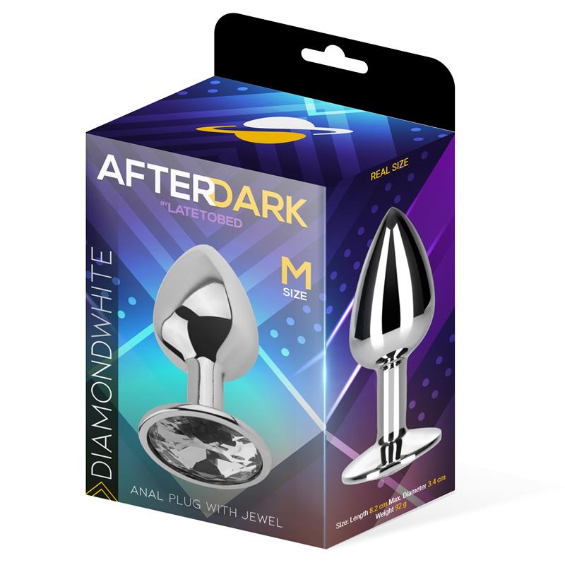 AFTERDARK BUTT PLUG - Алюминиевая анальная пробка с бриллиантом 8.2 см