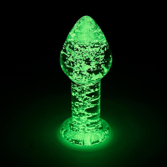 GLOW IN THE DARK BUTT PLUG - Glass Anal Plug 9 cm