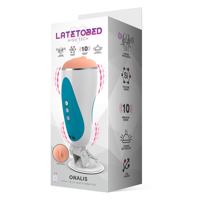 Masturbator with suction cup, erotic voice and vibration (10 vibrations)