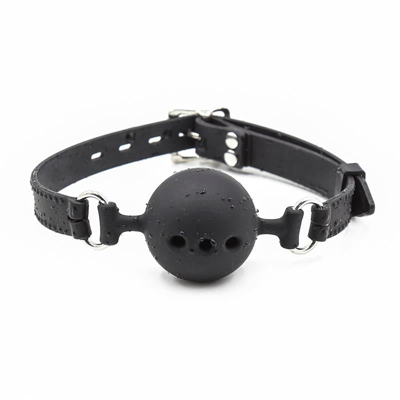 Produkts: LATETOBED BDSM LINE - Silikona Mutes Aizbāznis Melns ar Elpošanas Caurumiem 4 cm