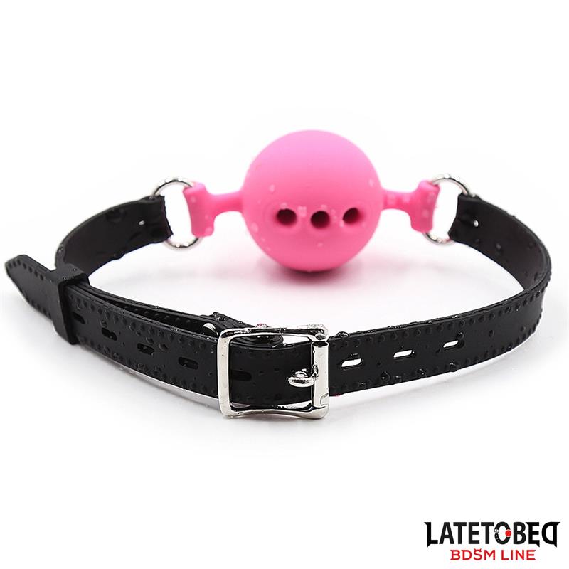 LATETOBED BDSM LINE - Rozā elpojošs silikona mutes aizbāznis (4 cm)