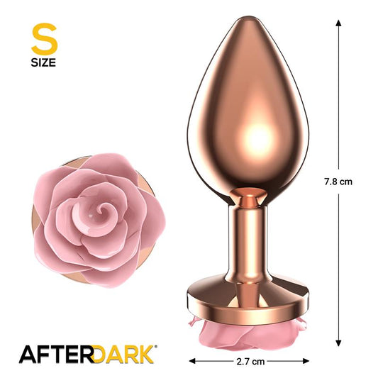 AFTERDARK - Rosegold metal anal plug with rose base - Size S