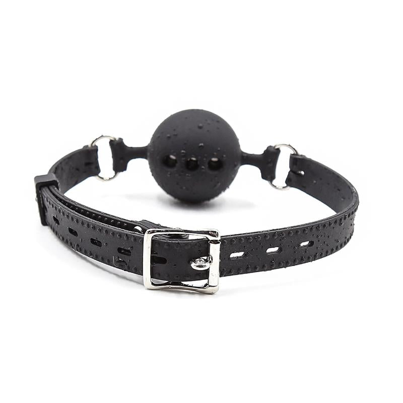 LATETOBED BDSM LINE - Silikona Mutes Aizbāznis Melns ar Elpošanas Caurumiem 4 cm