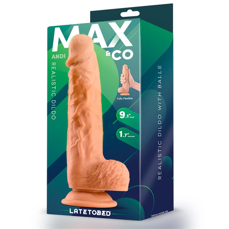 MAX & CO Andi - Реалистичный силиконовый дилдо с яичками 23 см