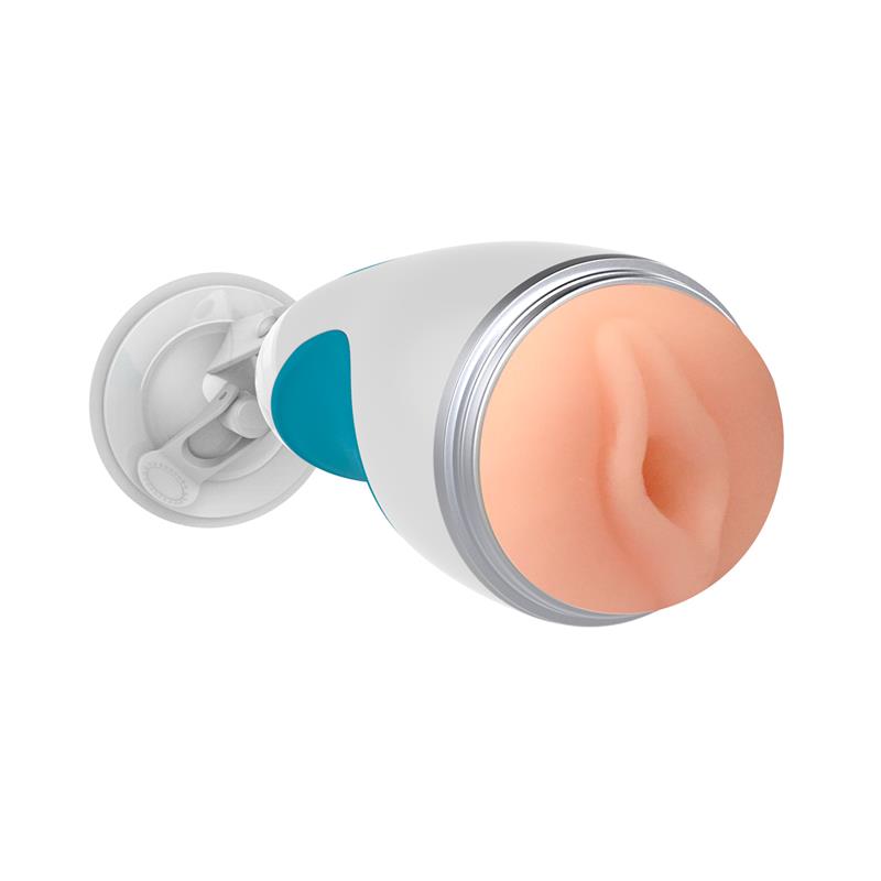 Masturbator with suction cup, erotic voice and vibration (10 vibrations)