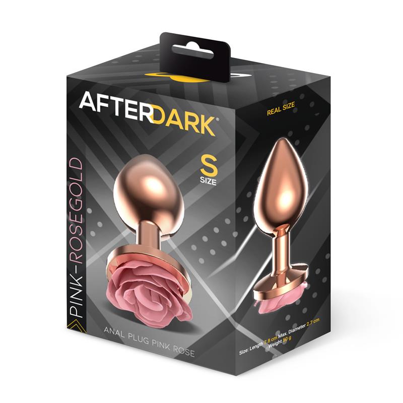 AFTERDARK - Rosegold metal anal plug with rose base - Size S