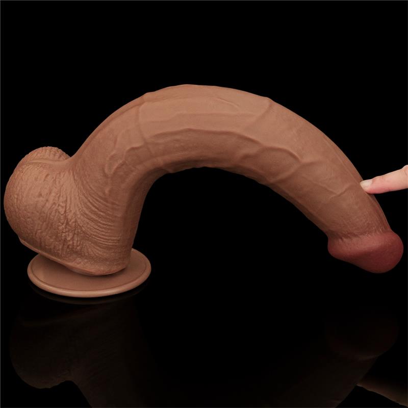 King Size Dildo ar Dubultu un Slīdošu ādu 34 cm