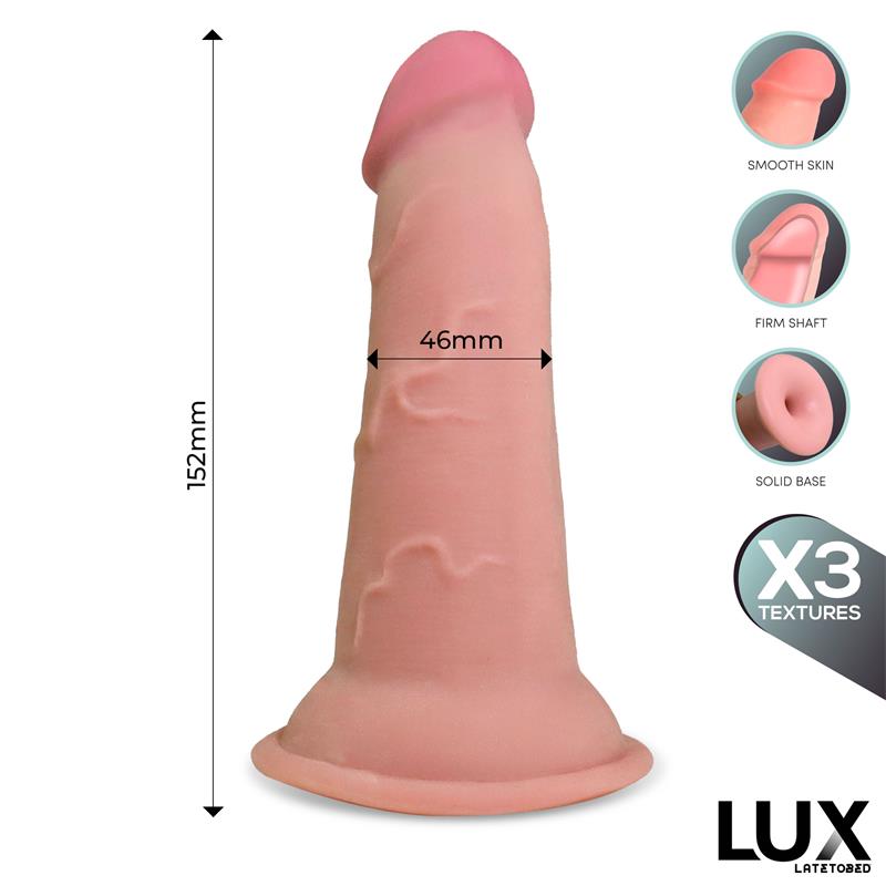 Izmēru attēls ar LUX Karl dildo – 15.2 cm garš un 4.6 cm diametrā