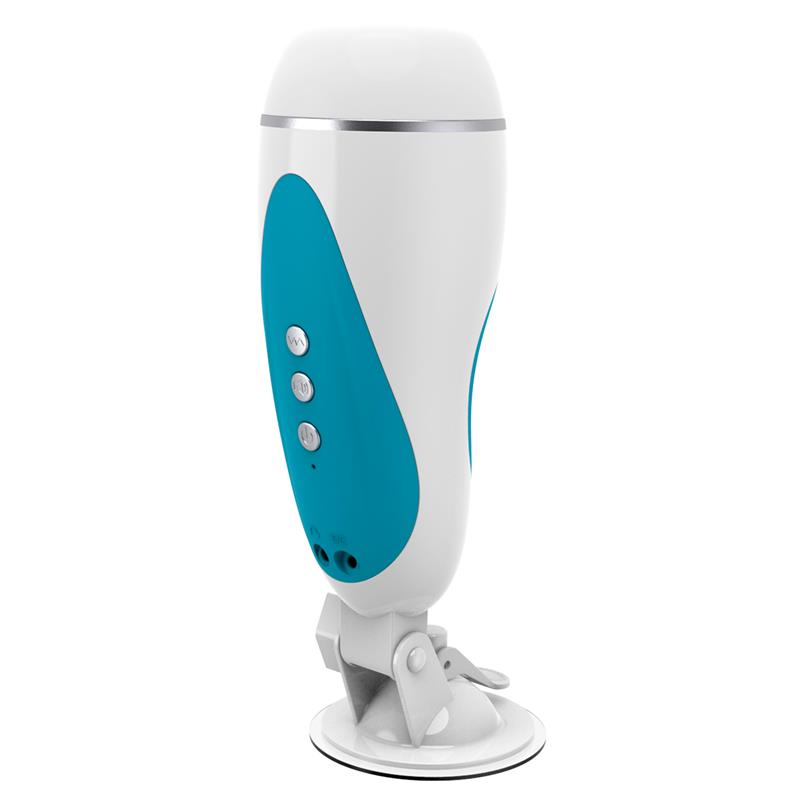 Masturbator with suction cup, erotic voice and vibration (10 vibrations)