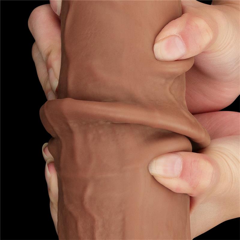 King Size Dildo ar Dubultu un Slīdošu ādu 34 cm