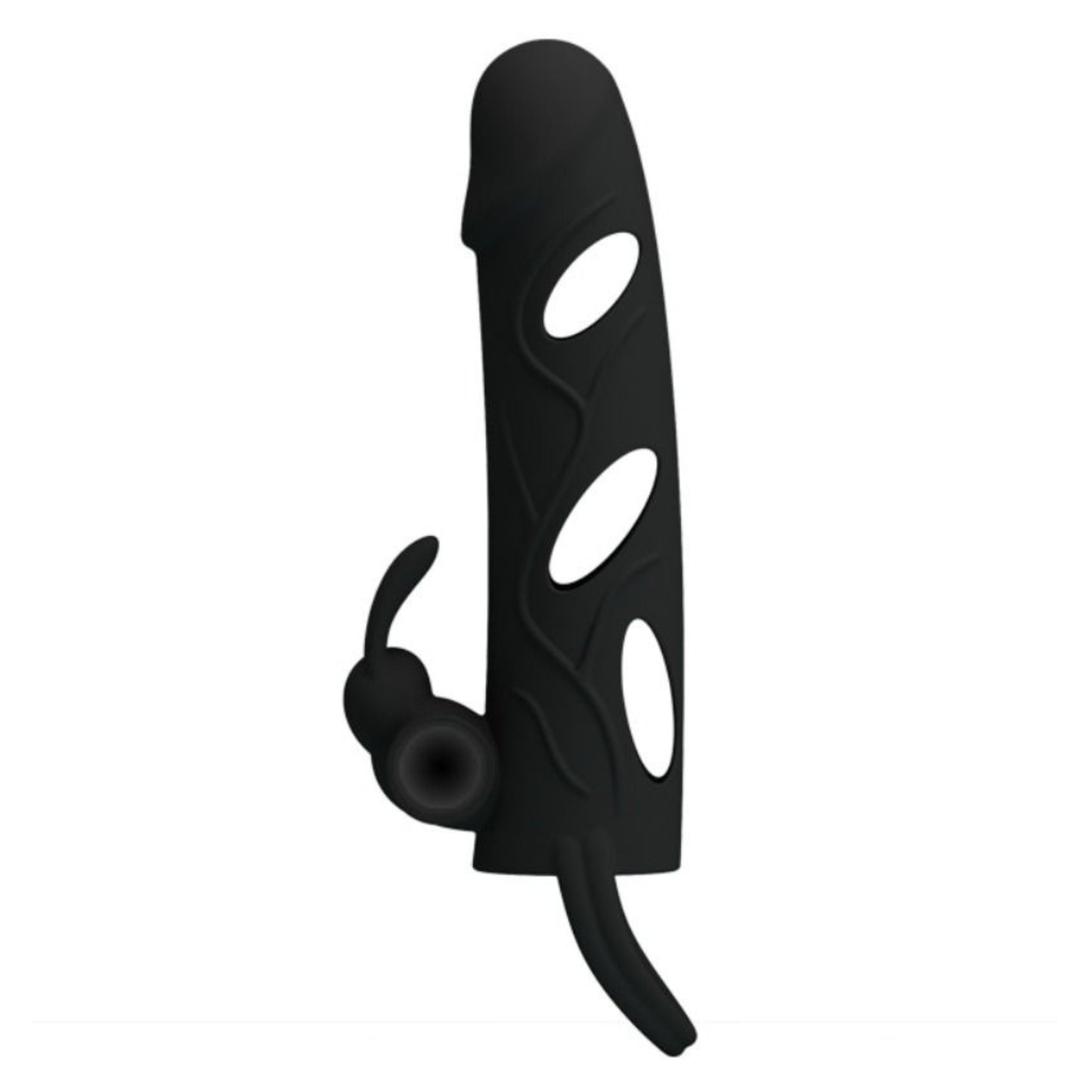 PRETTY LOVE Silicone penis sleeve with vibrating clitoral stimulator