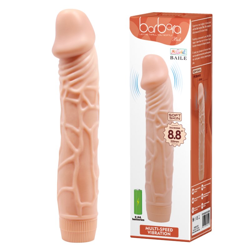 BAILE - Barbara dildo vibrators ar regulējamu vibrāciju (22.5 cm)