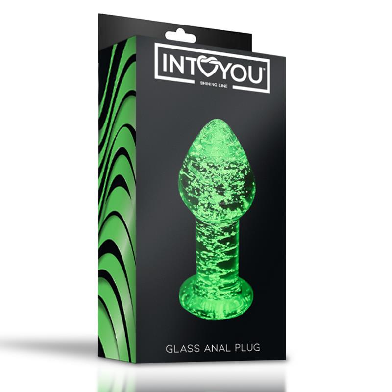 GLOW IN THE DARK BUTT PLUG - Glass Anal Plug 9 cm