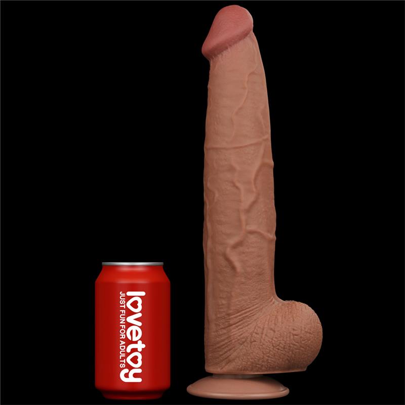 King Size Dildo ar Dubultu un Slīdošu ādu 34 cm