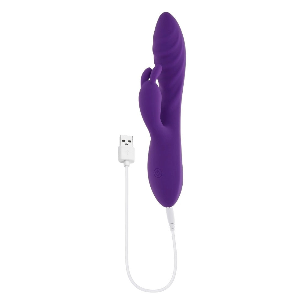 Silikona vibrators ar klitora stimulatoru violets (Divi motori, 10 režīmi) – Evolved Wavy Rabbit