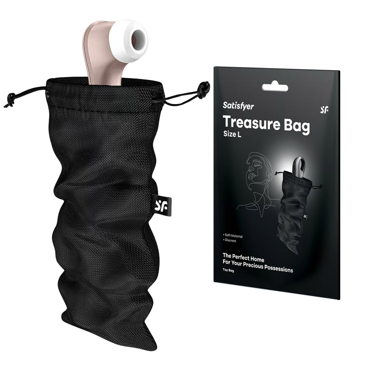 Satisfyer L maisiņš seksa rotaļlietu glabāšanai (Melns)