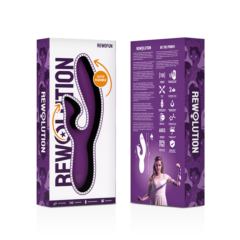 REWOLUTION - Premium klases elastīgs vibrators ar klitora stimulatoru