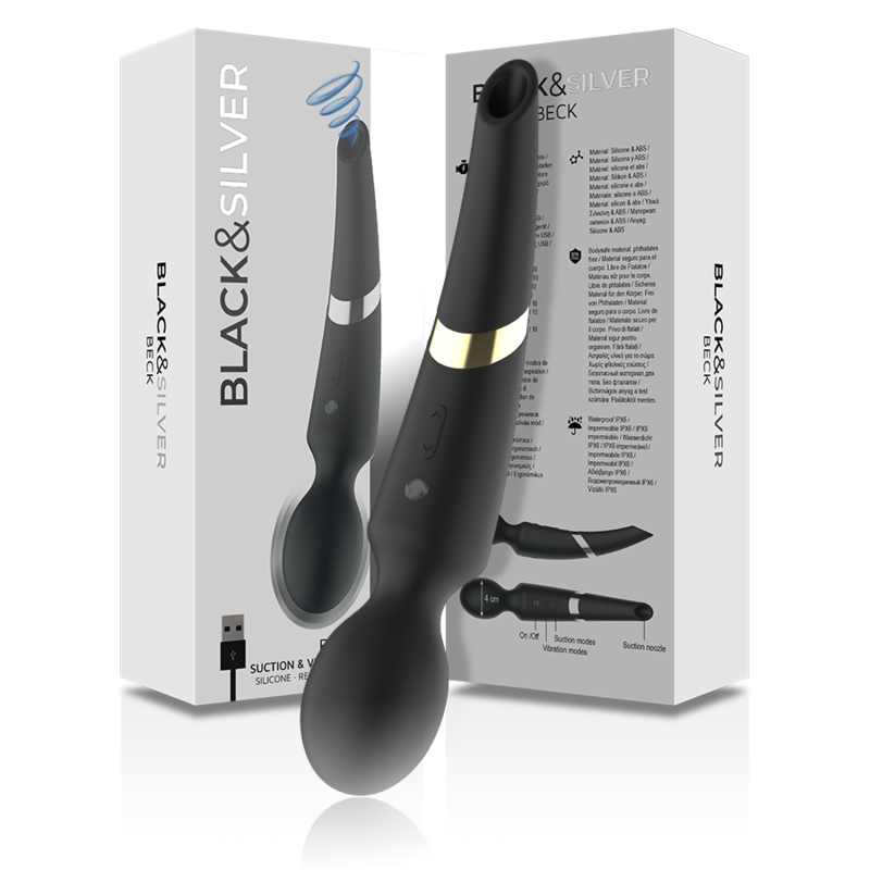 BLACK & SILVER - Premium Silicone Vibrator with Clitoral Suction Function