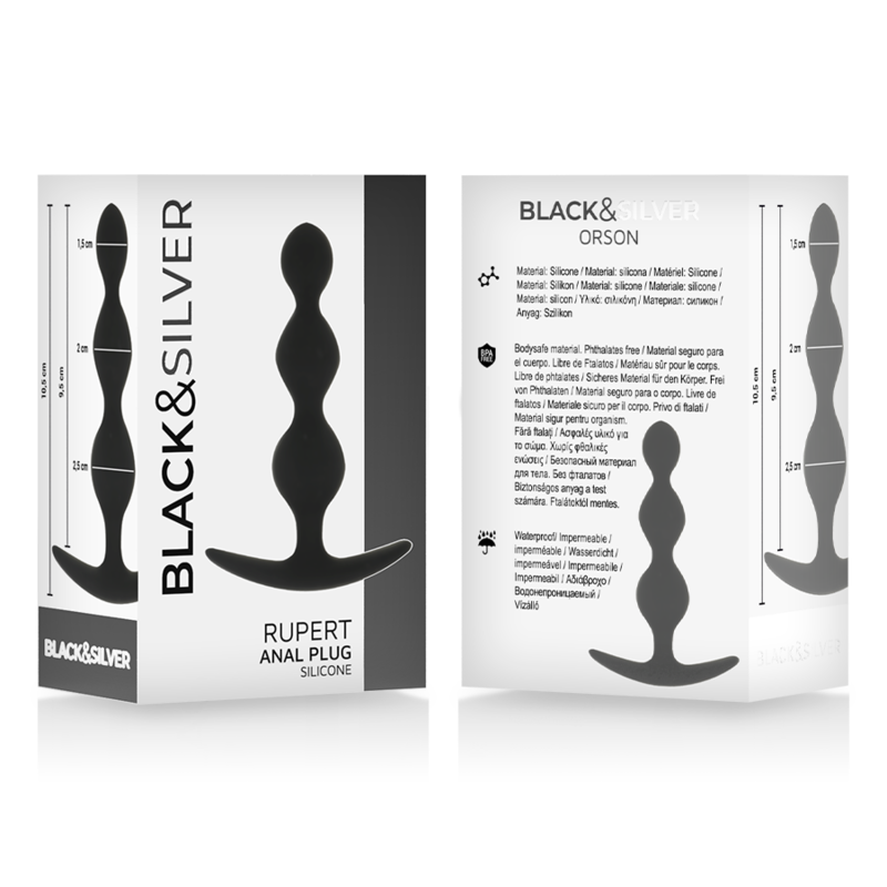 BLACK&SILVER - RUPERT Silicone Anal Plug (10 cm)