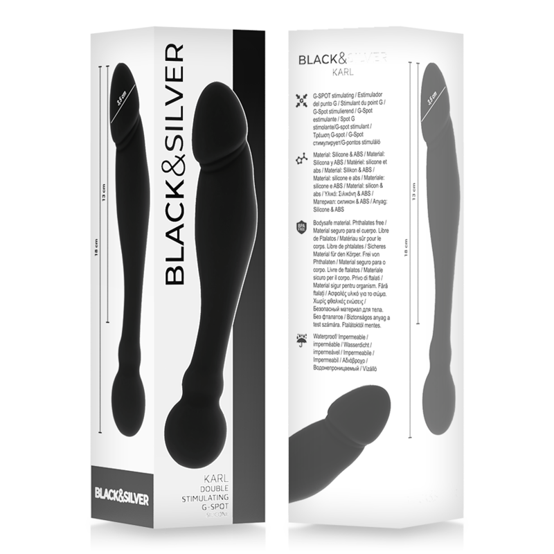 BLACK & SILVER - KARL Īpašs G punkta stimulējošs dildo (18 cm)