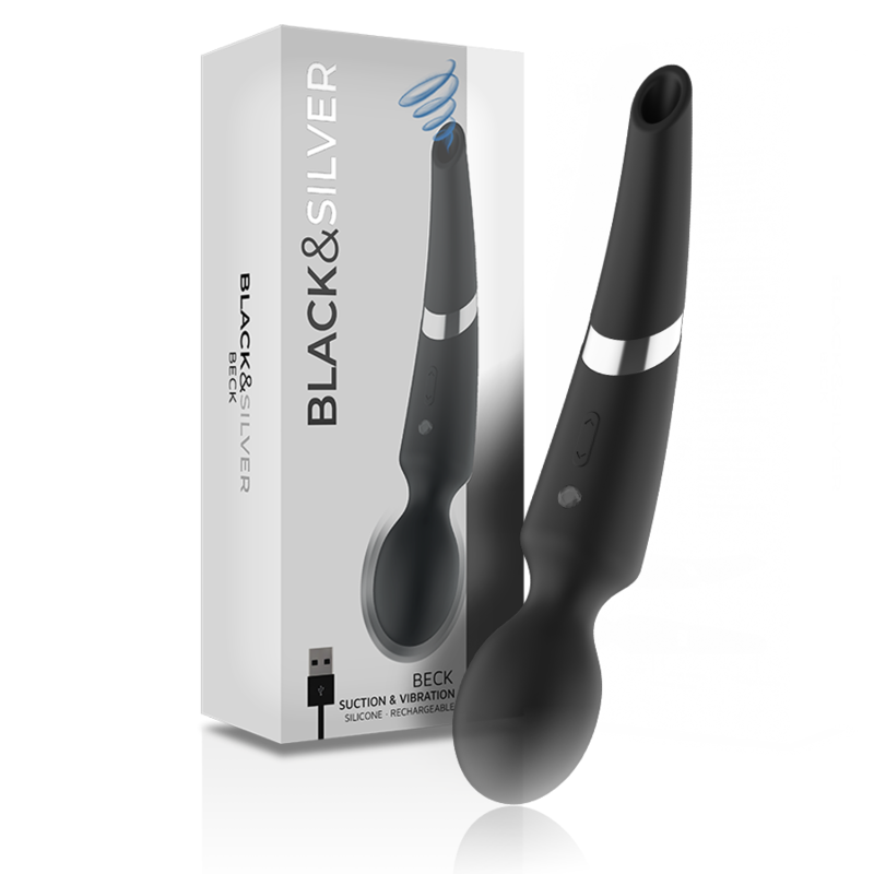 BLACK & SILVER - Силиконовый вибратор премиум-класса с функцией всасывания клитора