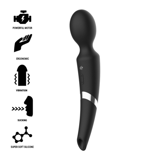 BLACK & SILVER - Premium Silicone Vibrator with Clitoral Suction Function