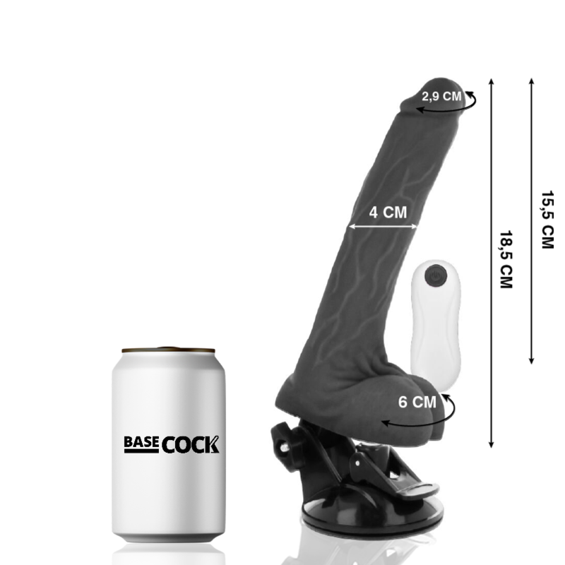BASECOCK - realistic vibrating dildo with adjustable base (18.5 cm)