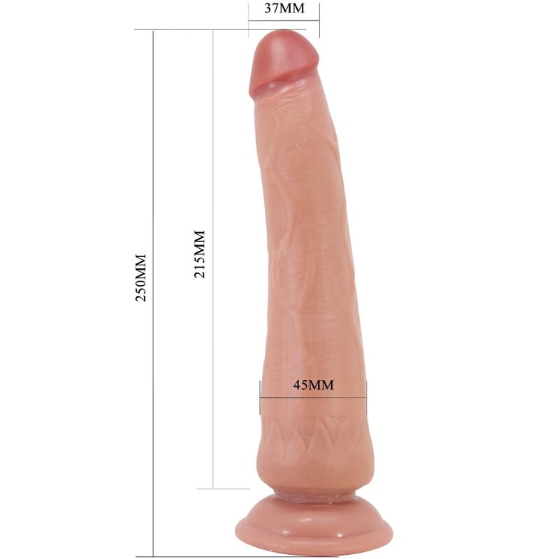 Double leather realistic dildo with testicles (23 cm)