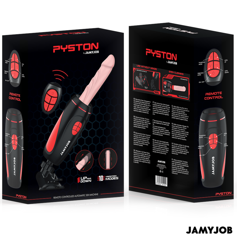 JAMYJOB PYSTON - Automātisks seksa imitācijas masturbators + 21,5 cm dildo