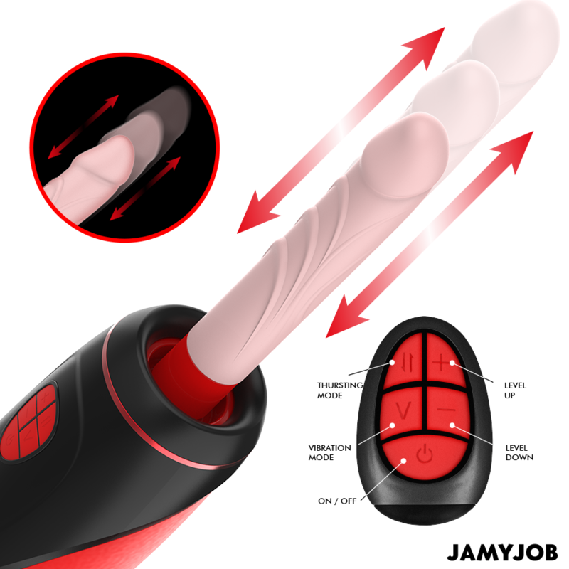 JAMYJOB PYSTON - Automātisks seksa imitācijas masturbators + 21,5 cm dildo