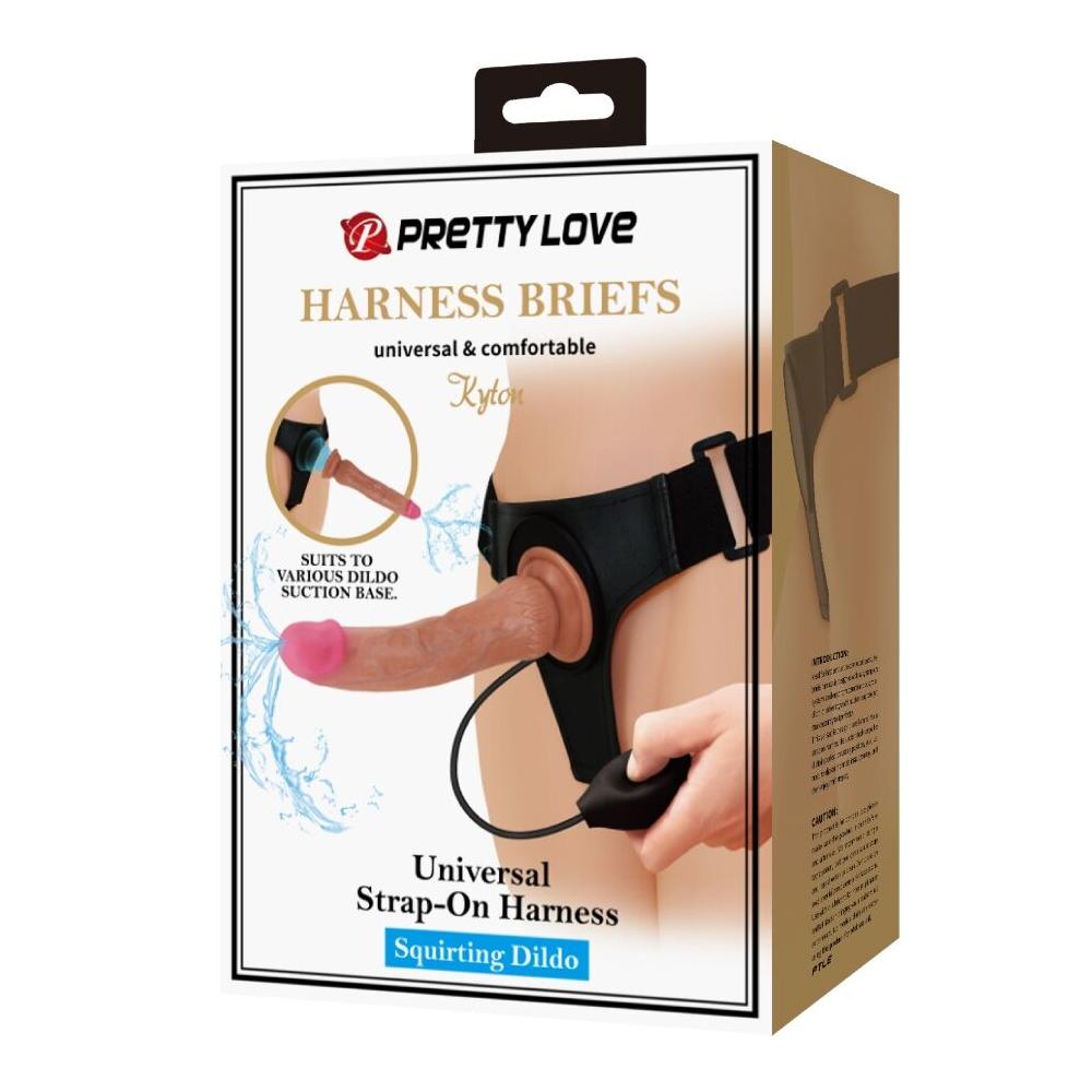 PRETTY LOVE - KYTON Universal strap-on panties with squirt dildo (19 cm)