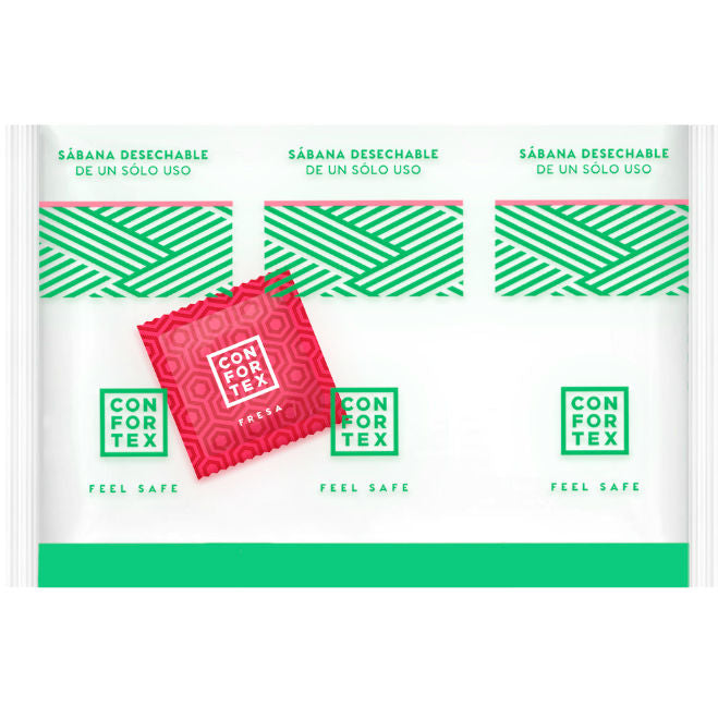 Produkts: CONFORTEX - Vienreizlietojamā higiēniskā plēve + zemeņu prezervatīvs