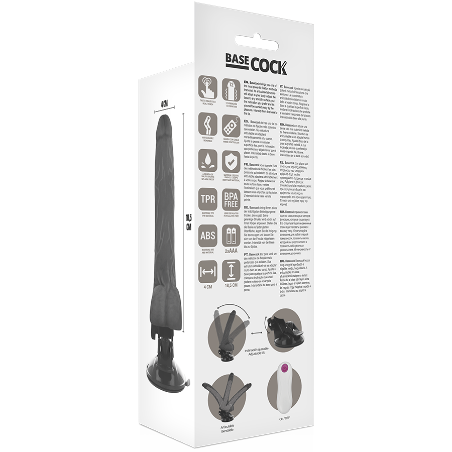 BASECOCK - realistic vibrating dildo with adjustable base (18.5 cm)