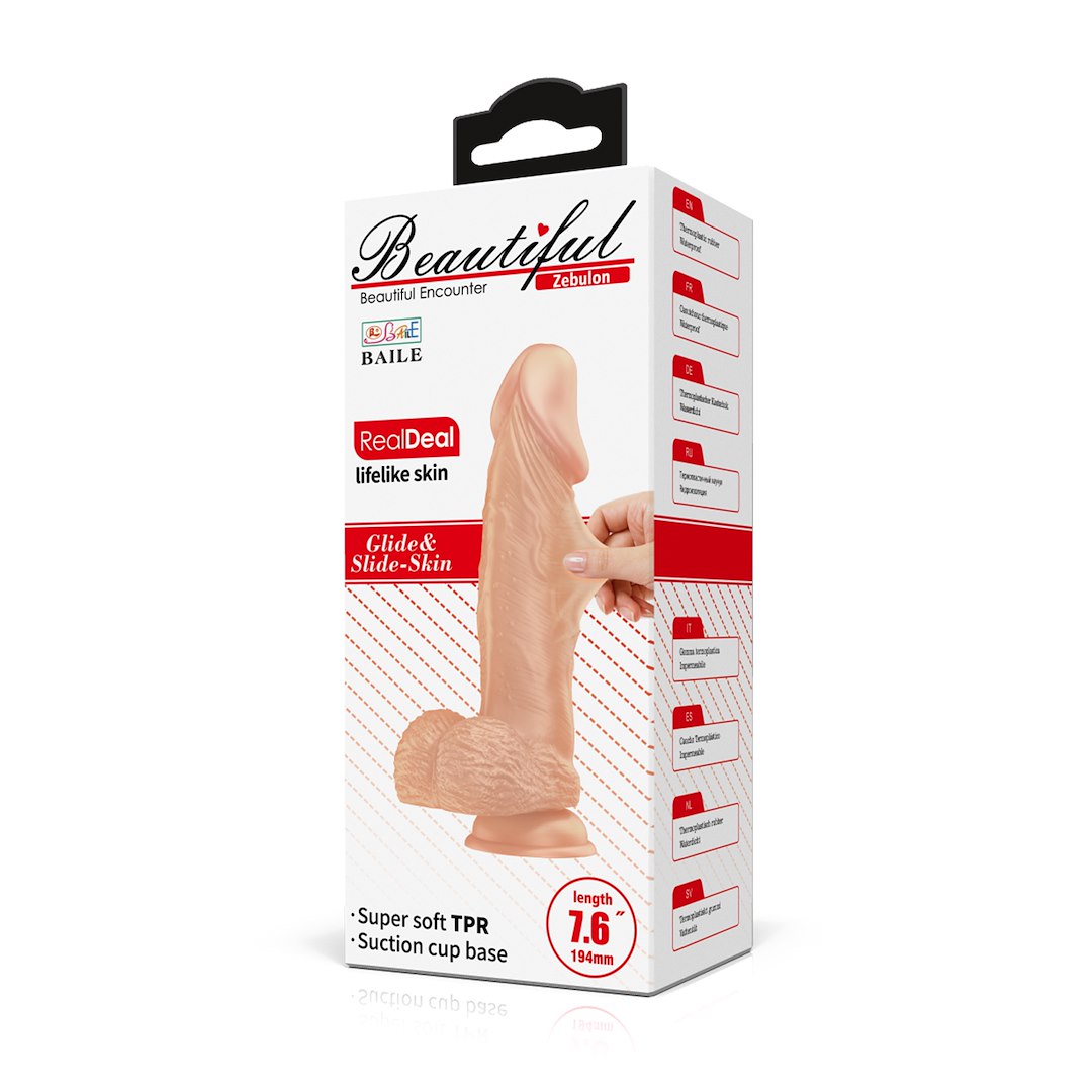BAILE Beautiful Zebulon – Realistic dildo with suction cup (19.4 cm)