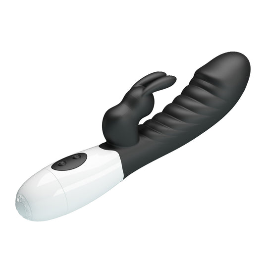 PRETTY LOVE Naughty Bunny vibrators melns - G-punkta un klitora stimulācija
