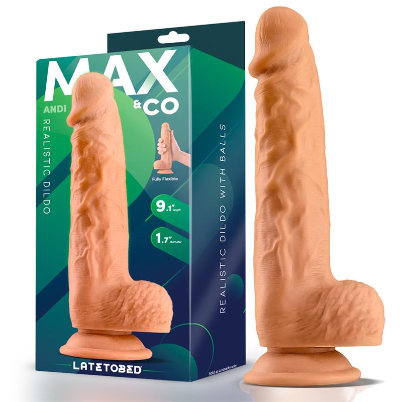 MAX & CO Andi - Realistic Silicone Dildo with Testicles 23 cm