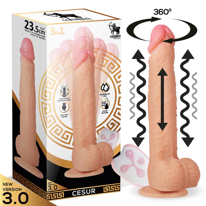 CESUR 3.0 - Realistisks Vibrators/Dildo 3 in 1 ar Pulti