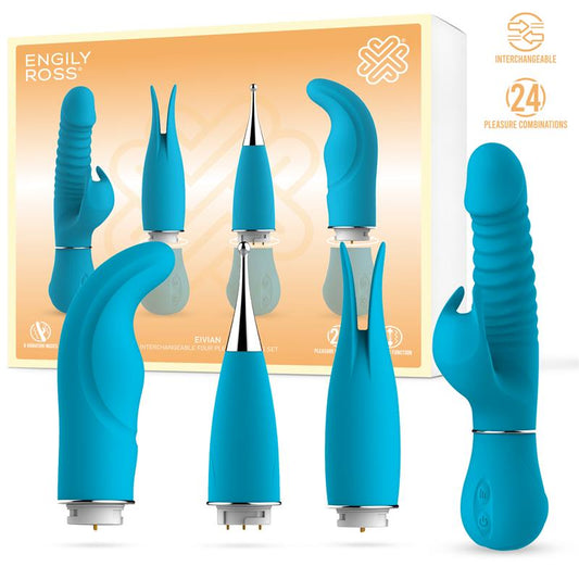 ENGILY ROSS - Eivian 4-in-1 Vibratoru Komplekts ar Maināmiem Uzgaļiem un Teleskopisko Funkciju