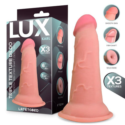 LUX Karl dildo ar trīskāršas tekstūras dizainu un iepakojumu