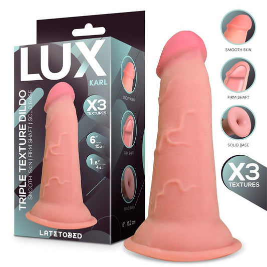 LUX Karl dildo ar trīskāršas tekstūras dizainu un iepakojumu