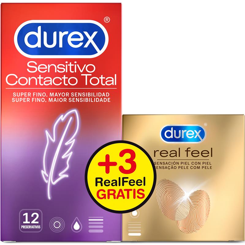 Durex Sensitive Contact Total 12 gb + Real Feel 3 gb Condom Set