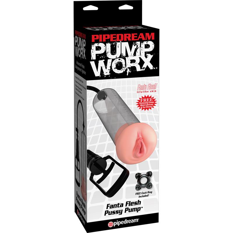 PUMPWORX PUSSY - Manuāls Locekļa Vakuumsūknis ar Realistisku Vagīnu